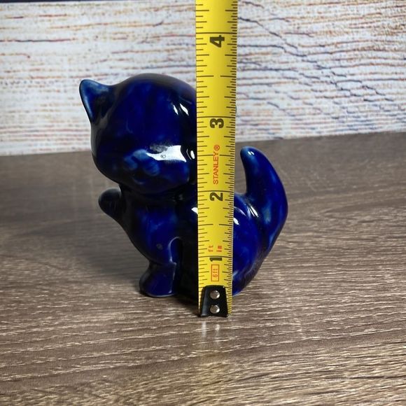 Vintage VAN BRIGGLE Pottery ARTS & CRAFTS Kitty Cat KITTEN Blue Figurine - Picture 6 of 8